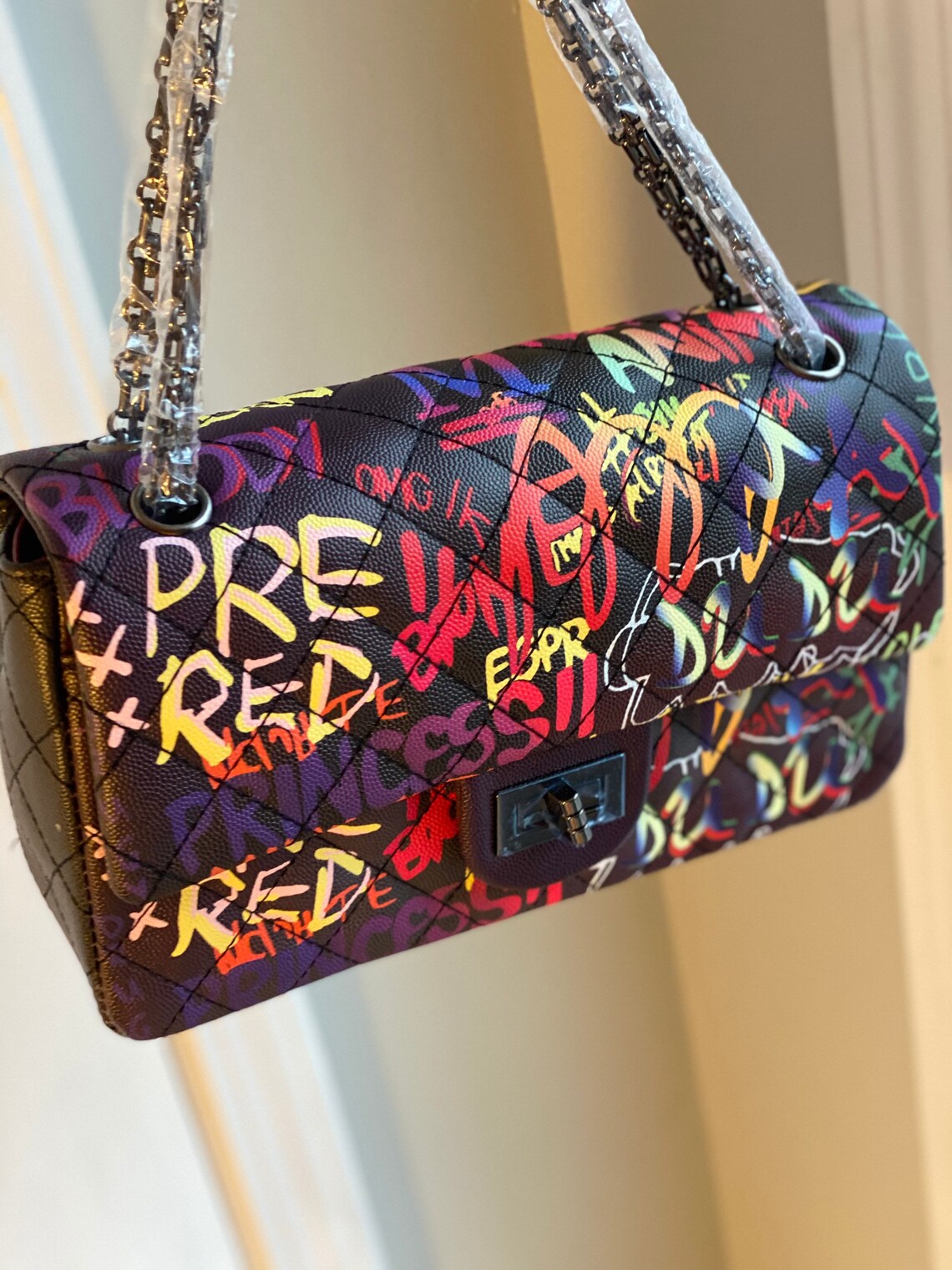 Graffiti Purse Purple Etsy