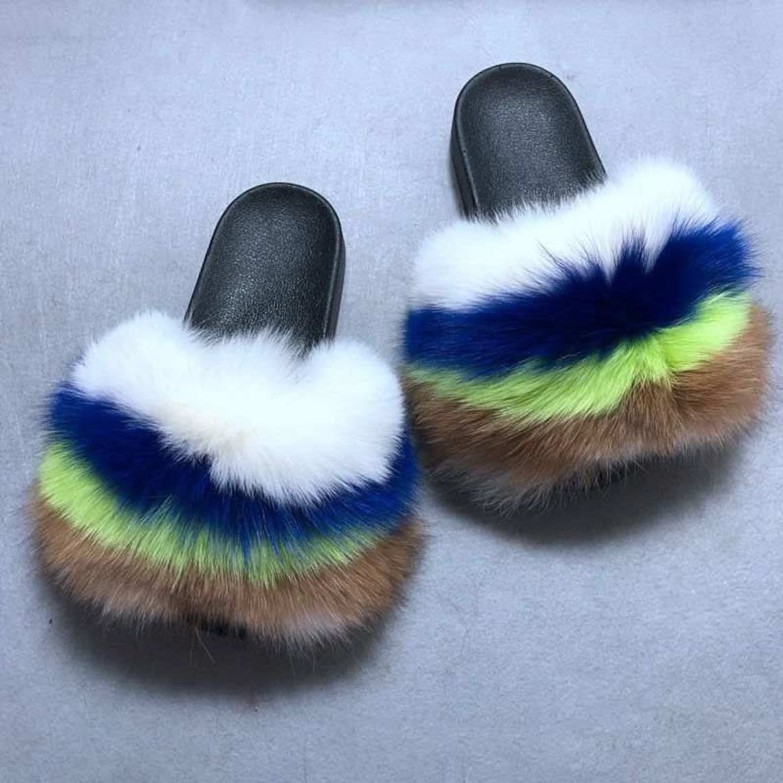 Fluffy Fur Faux Slippers | Etsy