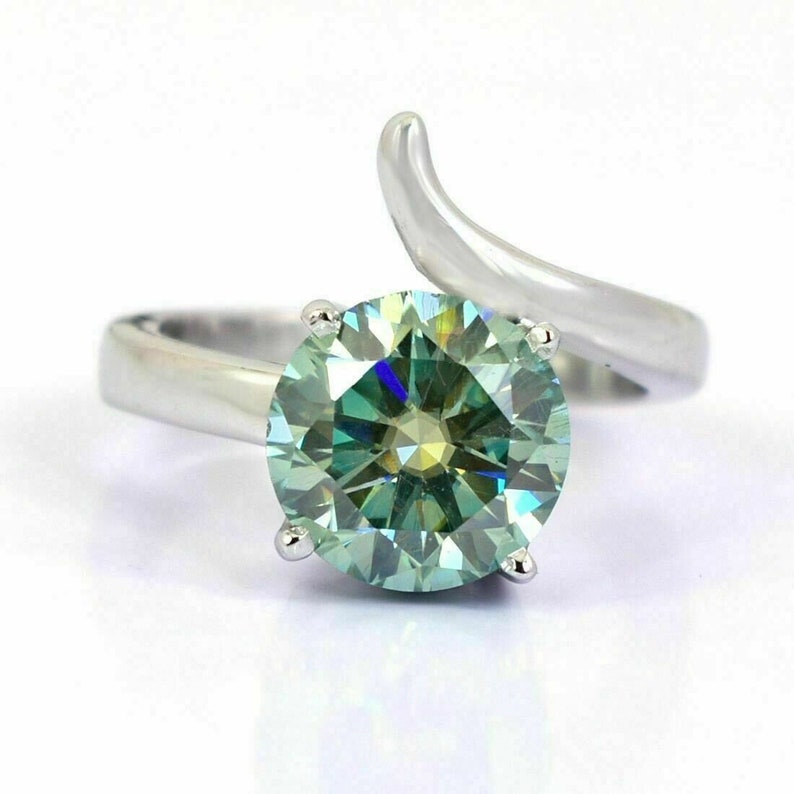 Gorgeous 3 Ct Blue Diamond Solitaire Ring In White Gold Excellent Cut & Lustre! 