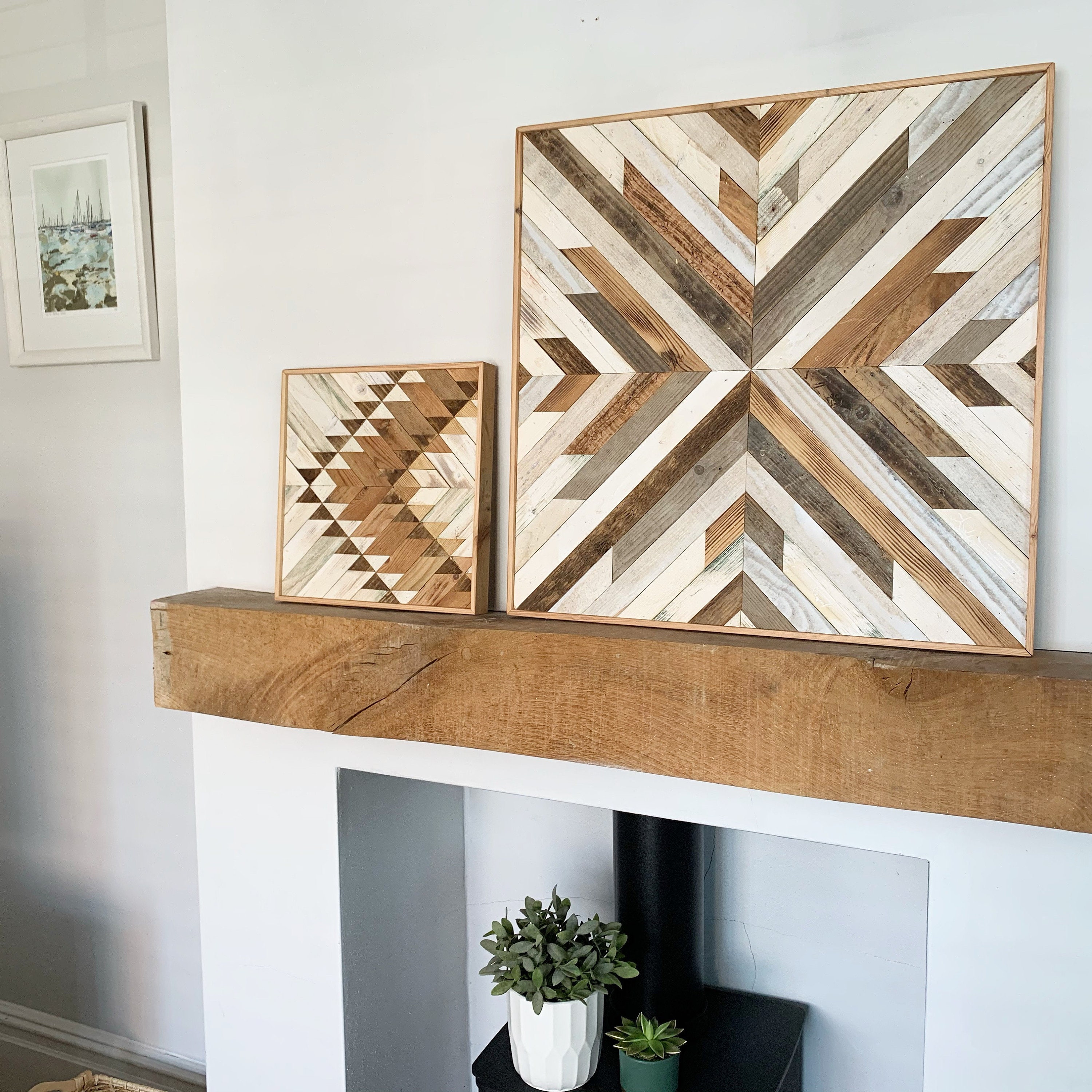 Geometric Wood Art 60cm x 60cm Wall Art Contemporary Art Etsy