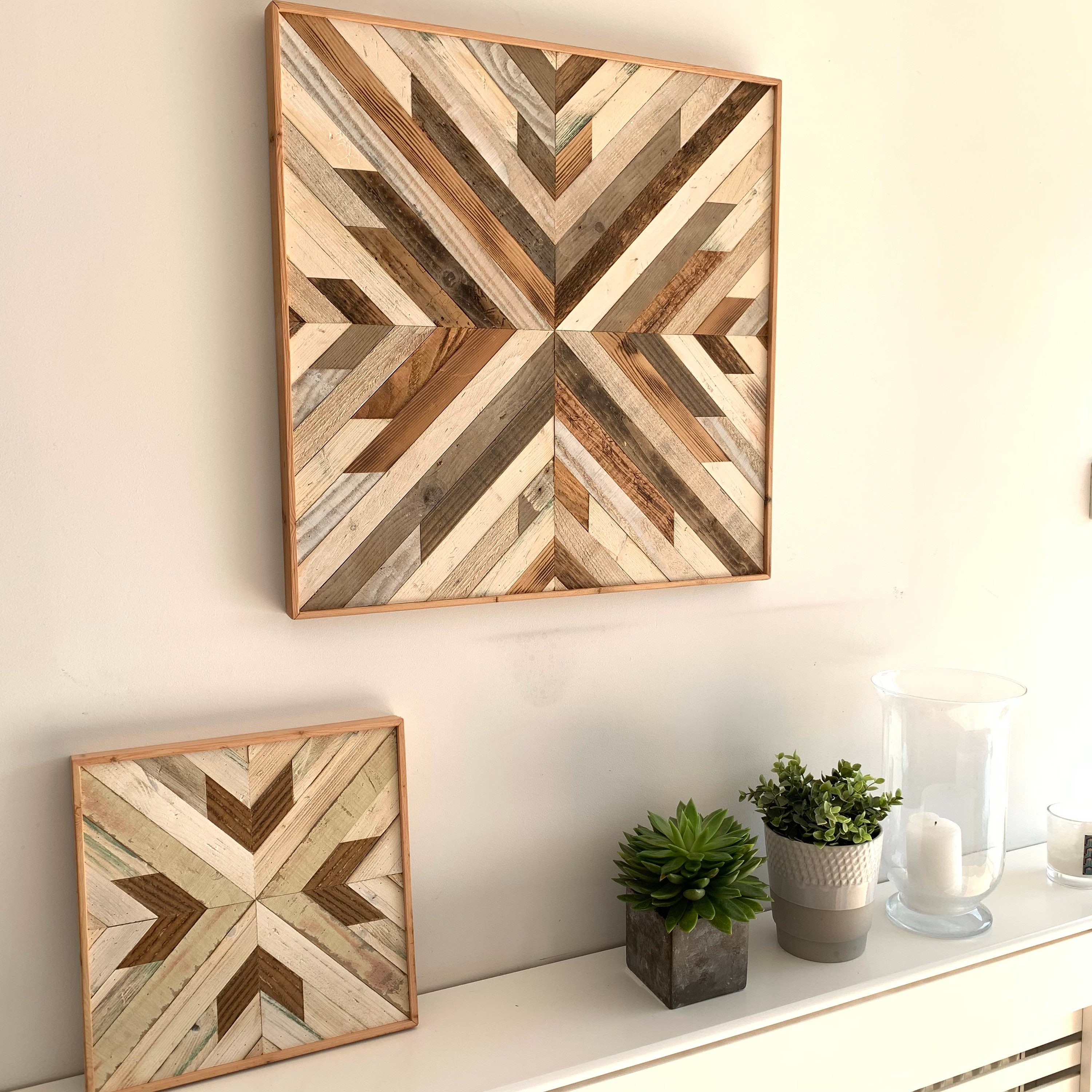 Geometric Wood Art 60cm x 60cm Wall Art Contemporary Art Etsy