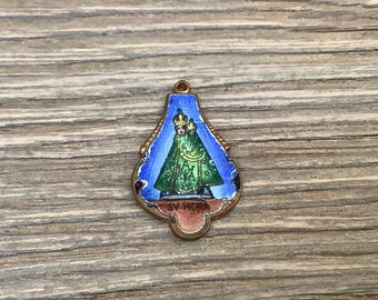 H53 Antique enamel medal pendant of Our Lady