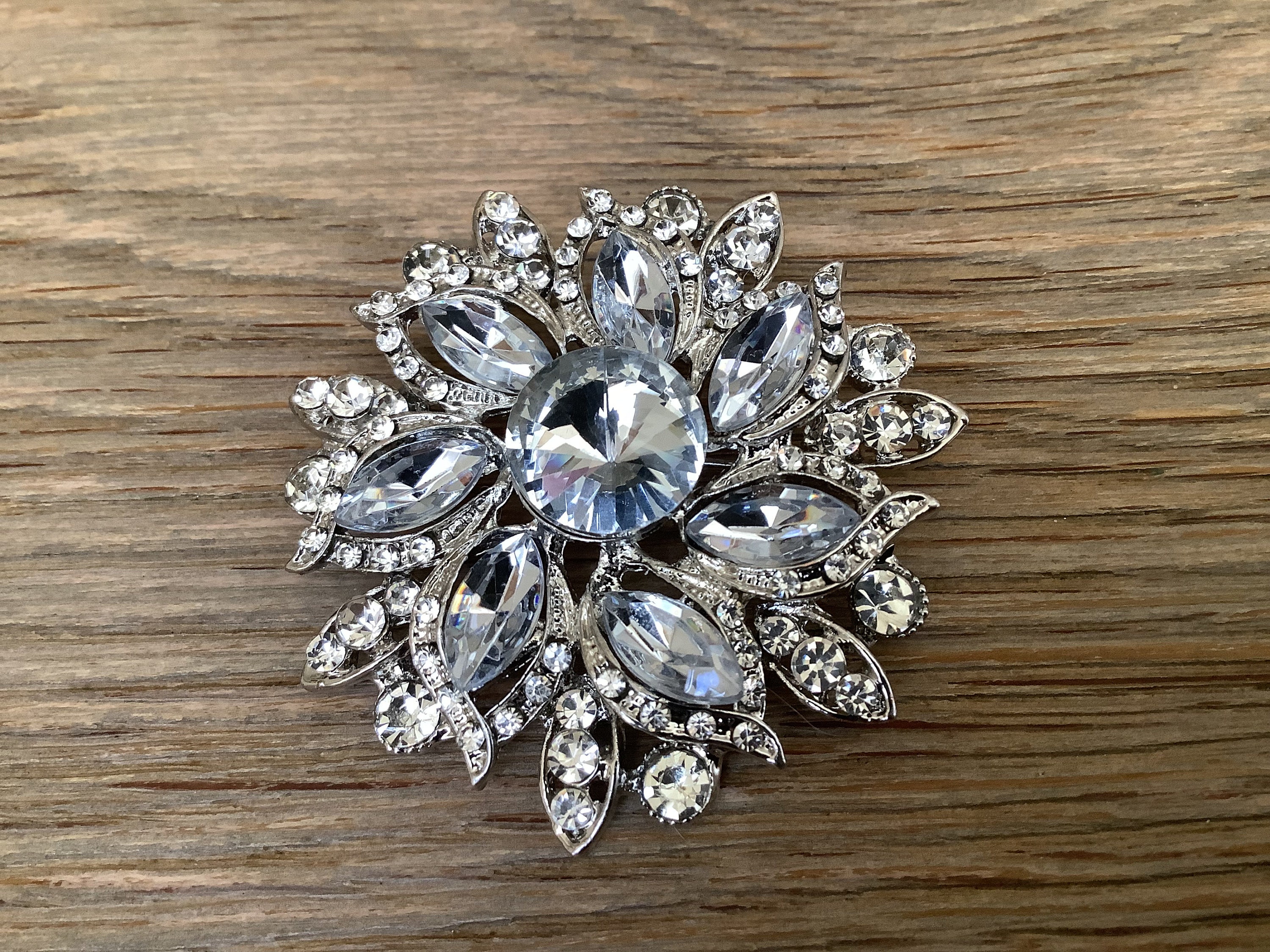 Signed Sterling Silver Cubic Zirconia Quartz Rhinestone Snow