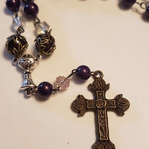 Pink and purple glass bead rosary