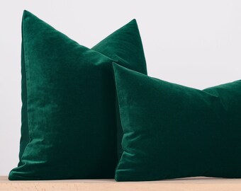 Dark Green Velvet Pillow Cover, Stylish Euro Sham, Heavy Velvet Throw Pillow Cover, Green Cushion Cover, Accent Home Decor, All Sizes