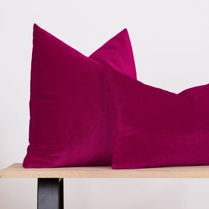 Dark Fuchsia Pillow Cover, Velvet Euro Sham Cover, Fuchsia Lumbar Pillow Cover, Fuchsia Cushion, Heavy Soft Velvet Fabric, Custom Sizes