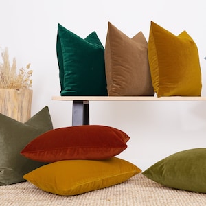 Decorative Velvet Pillow Covers, Heavy Throw Pillow, Euro Sham Cover, Velvet Cushion Cover, Lumbar Pillow Cover | All Duties Prepaid for USA