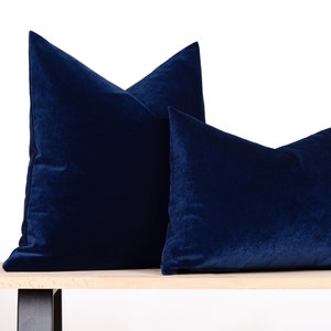Navy Blue Velvet Pillow Cover, Navy Blue Throw Pillow Cover, Navy Velvet Lumbar Pillow, Navy Euro Sham Cover, Navy Cushion Cover, All Sizes image 2