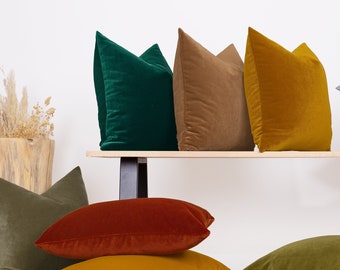 20 Color Velvet Pillow Covers, Velvet Throw Pillow, Euro Sham Cover, Velvet Cushion Cover, Lumbar Pillow Cover, Heavyweight Velvet Fabric