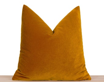 Deep Mustard Velvet Pillow Cover, Mustard Euro Sham, Mustard Throw Pillow, Designer Pillow, Pillow Cover 20x20 22x22 24x24 26x26, All Sizes