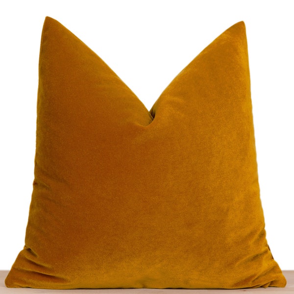 Deep Mustard Velvet Pillow Cover, Mustard Euro Sham, Mustard Throw Pillow, Designer Pillow, Pillow Cover 20x20 22x22 24x24 26x26, All Sizes