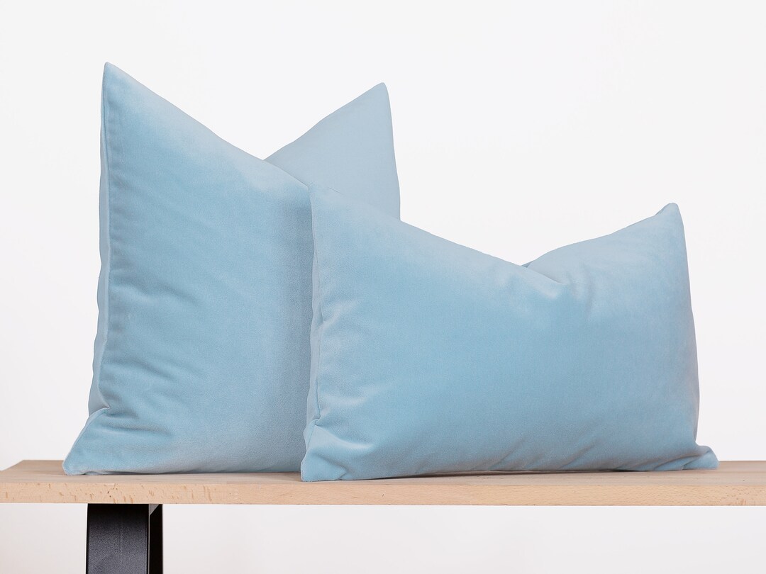 Light Blue Velvet Pillow Cover Throw Pillow Velvet Euro Sham Etsy