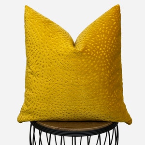 Yellow Textured Pillow Cover, Boho Yellow Cushion Cover, Yellow Euro Sham Cover, Yellow Livingroom Pillowcase, 18x18 20x20 22x22 24x24