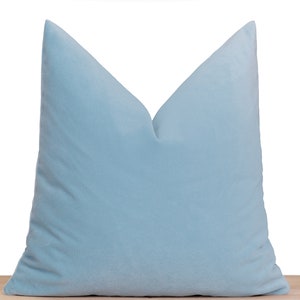 Light Blue Velvet Pillow Cover, Throw Pillow, Velvet Euro Sham Cover, Cushion Cover, Light Blue Lumbar Pillow | All Duties Prepaid for USA