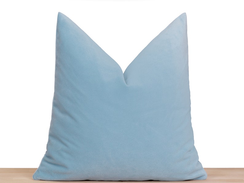 Light Blue Velvet Pillow Cover Throw Pillow Velvet Euro Sham Etsy