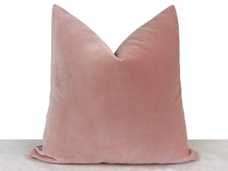 Blush Velvet Pillow Cover Solid Soft Throw Pillow King Size image 2