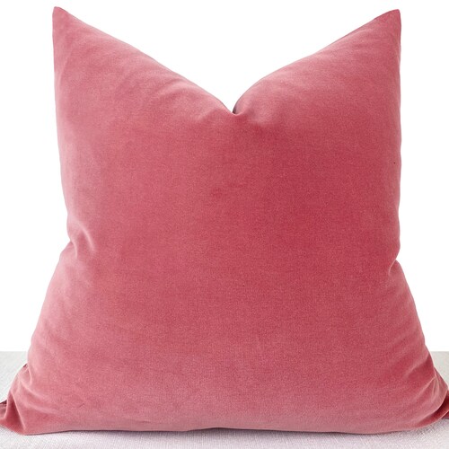 Pink Velvet Pillow Cover Cotton Velvet Decorative Throw Etsy