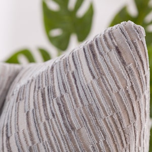 Bluish Gray Pillow Cover, Decorative Velvet Throw Pillow, Euro Sham Cover, Striped Cushion, Textured Velvet | All Duties Prepaid for USA