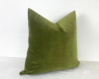 Green Cotton Velvet Pillow Cover, Soft Velvet Euro Sham, Grass Green Pillow, Green Couch Cushion, Bedroom Sofa Pillow, Green Soft Fabric