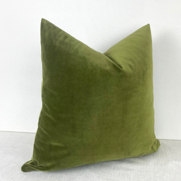 Green Cotton Velvet Pillow Cover, Soft Velvet Euro Sham, Grass Green Pillow, Green Couch Cushion, Bedroom Sofa Pillow, Green Soft Fabric