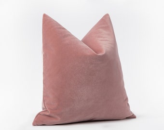 Blush Pink Velvet Pillow Cover, Soft Dusty Rose Cushion, Modern Euro Sham