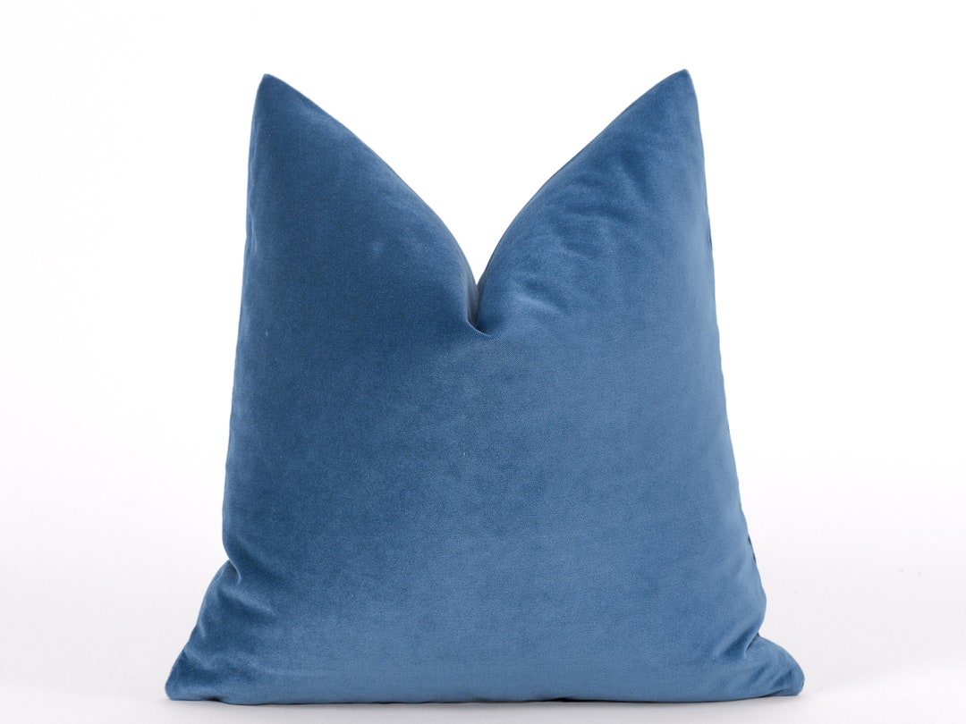 Baby Blue Velvet Pillow Cover, Blue Throw Pillow, Blue Euro Sham Cover