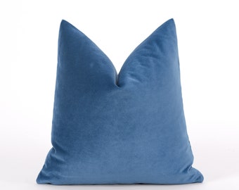 Baby Blue Velvet Pillow Cover: Decorative Throw Pillow