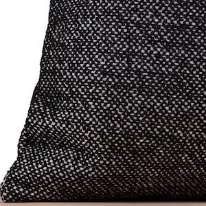 Textured Black Pillow Cover, Boho Woven Throw Pillow, Black Woven Euro Sham Cover, Boho Pillow for Couch | All Duties Prepaid for USA