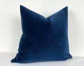 Navy Blue Cotton Velvet Pillow Cover, Navy Blue Throw Pillow Cover, Navy Soft Solid Lumbar Pillow, Navy Euro Sham, Navy Boho Cushion Cover