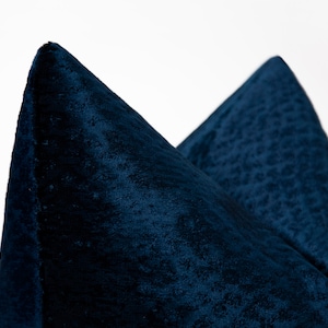 Deep Navy Velvet Pillow Cover, Luxury Throw Pillow, Navy Euro Sham Cover, Velvet Heavy Luxury Woven Fabric | All Duties Prepaid for USA