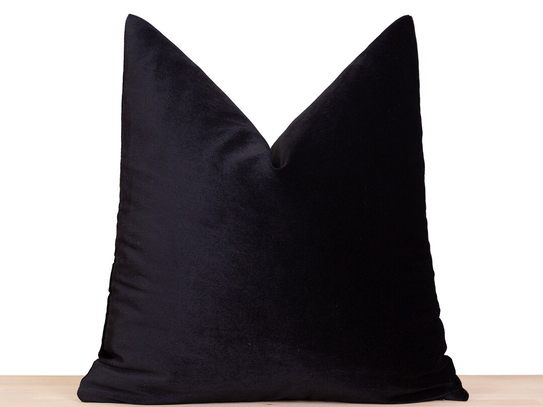 Black Velvet Pillow Cover, Black Euro Sham Cover, Velvet Throw Pillow