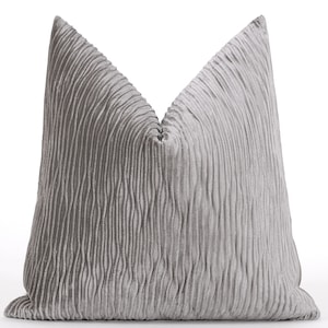 Textured Silver Pillow Cover, Silver Decorative Throw Pillow, Bright Silver Euro Sham, Luxury Accent Cushion | All Duties Prepaid for USA