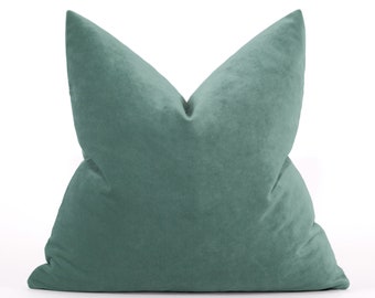 Funda de almohada de terciopelo verde azulado: funda de cojín decorativa estilo europeo