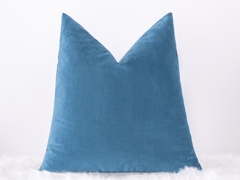 Indigo Blue Velvet Pillow Cover Decorative Blue Euro Sham Etsy