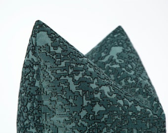 Abstract Teal Velvet Pillow Cover: Accent Throw Cushion