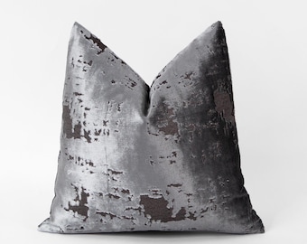 Carbon Gray Velvet Pillow Cover: Luxury Woven Euro Sham
