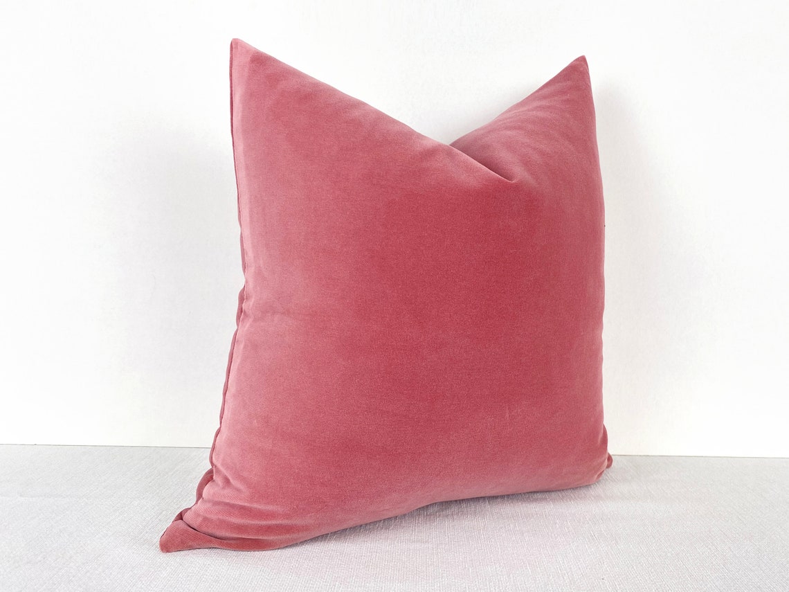 Pink Velvet Pillow Cover Cotton Velvet Decorative Throw Etsy