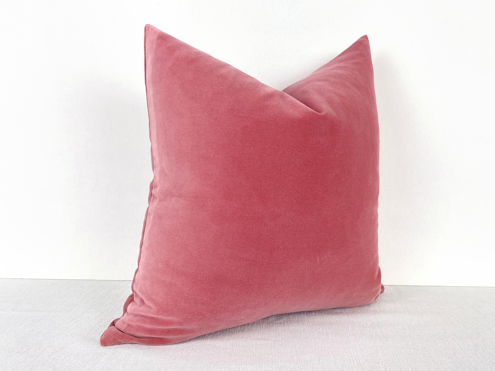 Pink Velvet Pillow Cover, Cotton Velvet Decorative Throw Pillow, Pink