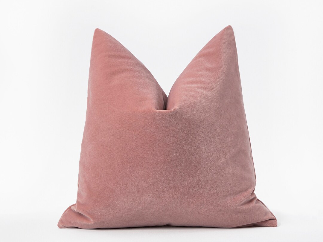 Blush Velvet Pillow Cover, Solid Soft Throw Pillow, King Size Euro Sham