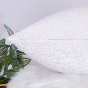 Textured Cozy Pillow Cover, White Soft Boucle Throw Pillow, White Boucle Euro Sham, Decorative Cushion Cover | All Duties Prepaid for USA