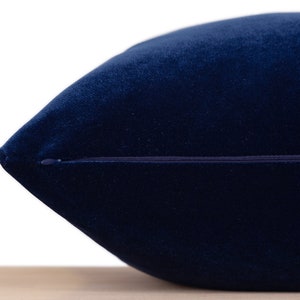 Navy Blue Velvet Pillow Cover, Navy Blue Throw Pillow Cover, Navy Velvet Lumbar Pillow, Navy Euro Sham Cover, Navy Cushion Cover, All Sizes image 3