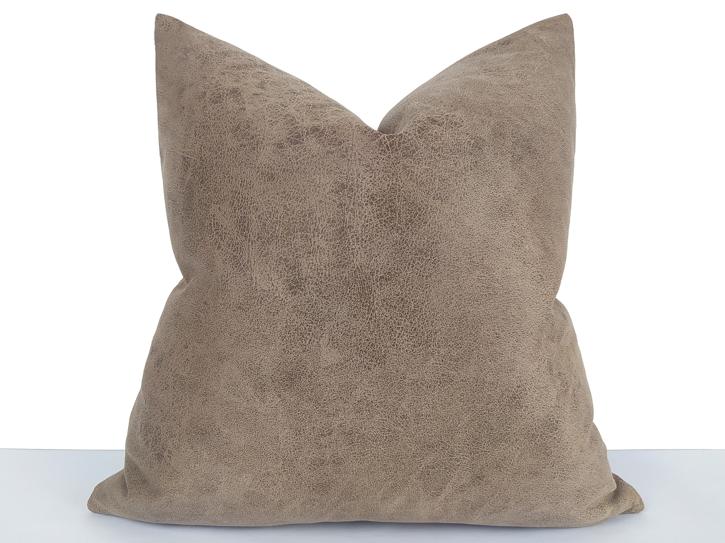 Camel Pillow Cover Brown Faux Suede Throw Pillow Cover Camel Etsy