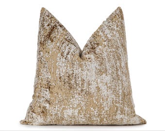 Beige Abstract Velvet Pillow Cover: Luxury Decorative Cushion Cover