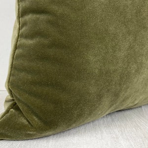 Green Velvet Pillow Cover, Olive Green Throw Pillow, Olive Green Euro Sham Cover, Solid Green Cushion Cover, Farmhouse Green Pillow Case image 3