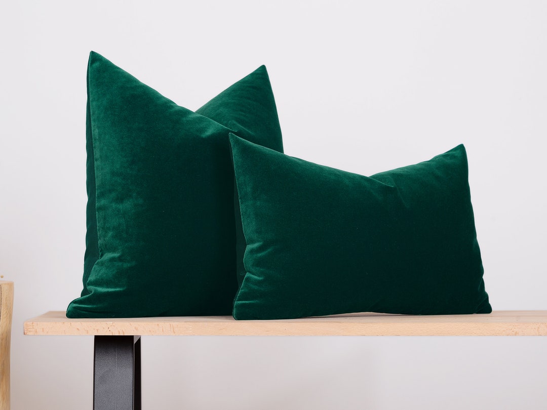 Dark Green Velvet Pillow Cover Dark Green Euro Sham Velvet Etsy