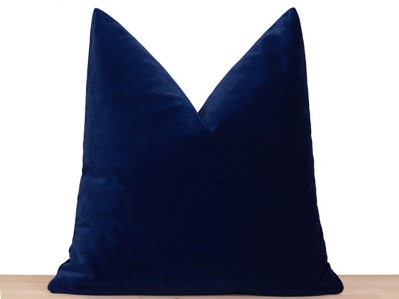 Navy Blue Velvet Pillow Cover, Navy Blue Throw Pillow Cover, Navy Velvet Lumbar Pillow, Navy Euro Sham Cover, Navy Cushion Cover, All Sizes image 1