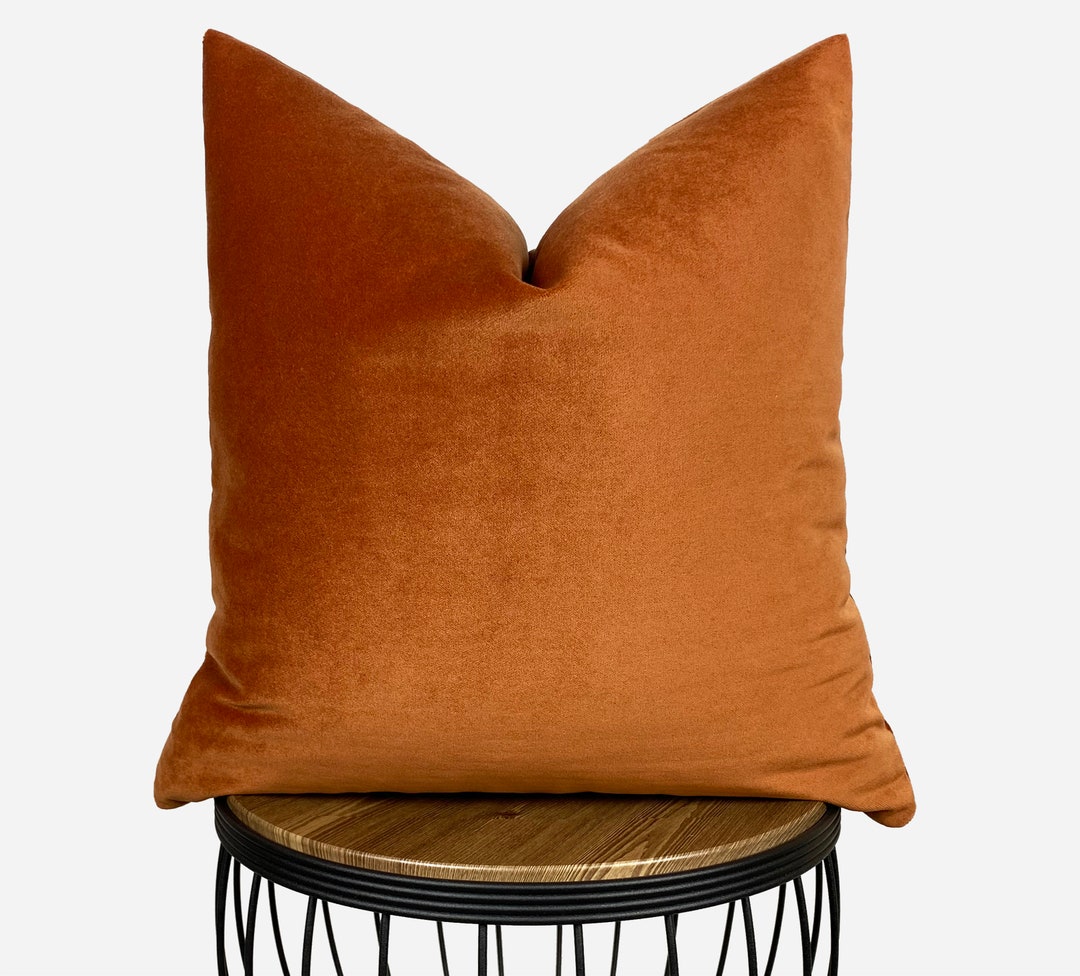 Burnt Orange Velvet Pillow Cover, Velvet Euro Sham Cover, Throw Pillow Cover, Burnt Orange