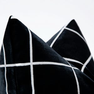 Luxury Black Throw Pillow, Black Thick Velvet Pillow Cover, Luxury Woven Euro Sham, Black and White Cushion | All Duties Prepaid for USA