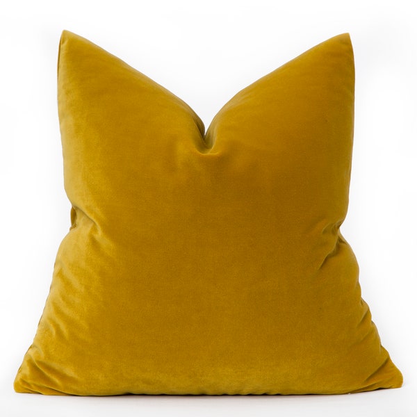 Mustard Velvet Pillow Cover, Mustard Pillows, Velvet Pillow, Decorative Pillows, Mustard Velvet Pillow Case Covers, Yellow Throw Pillow