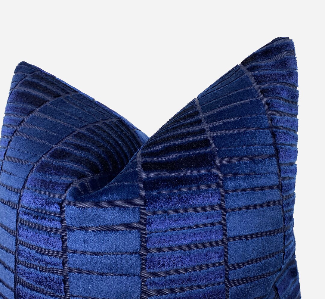 Navy Textured Pillow Cover Navy Velvet Throw Pillow Textured Etsy